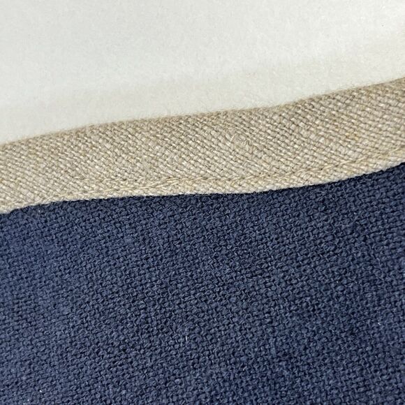 Crate&Barrel Euro Sham 28' Amalfi Scallop Edge Cotton/Linen Navy/Tan.Single Sham - Picture 3 of 7